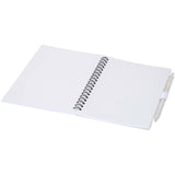 Set di blocco note con copertina morbida in plastica riciclata e penna a sfera (inchiostro blu) Niove personalizzato con logo - Pubblienne