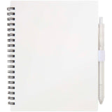 Set di blocco note con copertina morbida in plastica riciclata e penna a sfera (inchiostro blu) Niove personalizzato con logo - Pubblienne