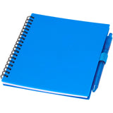 Set di blocco note con copertina morbida in plastica riciclata e penna a sfera (inchiostro blu) Niove personalizzato con logo - Pubblienne