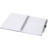 Set di blocco note con copertina morbida in plastica riciclata e penna a sfera (inchiostro blu) Niove personalizzato con logo - Pubblienne