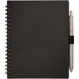 Set di blocco note con copertina morbida in plastica riciclata e penna a sfera (inchiostro blu) Niove personalizzato con logo - Pubblienne