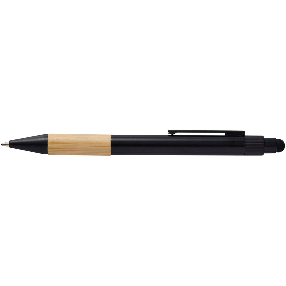 Set regalo con penna a sfera, portachiavi e portacarte RFID in alluminio riciclato certificato RCS Minka personalizzato con logo - Pubblienne