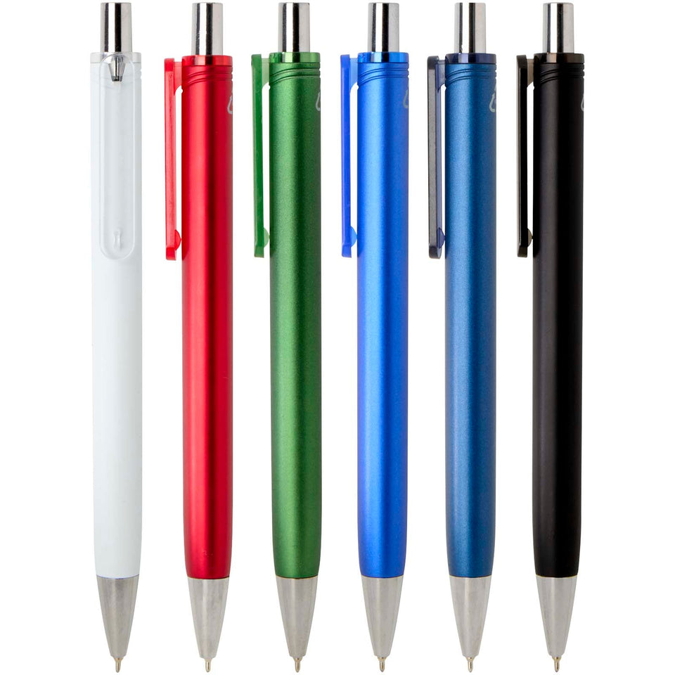Penna a sfera in materiale riciclato certificato RCS con finitura metallica (inchiostro nero) Feld personalizzato con logo - Pubblienne