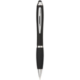 Penna a sfera con stylus e impugnatura nera Nash (inchiostro nero) personalizzato con logo - Pubblienne