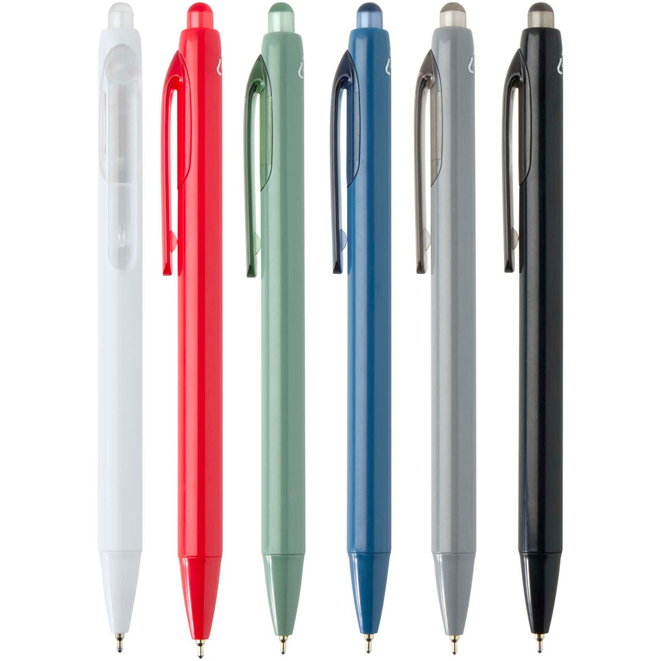 Penna a sfera a doppia iniezione in materiale riciclato certificato RCS (inchiostro blu) Glen personalizzato con logo - Pubblienne