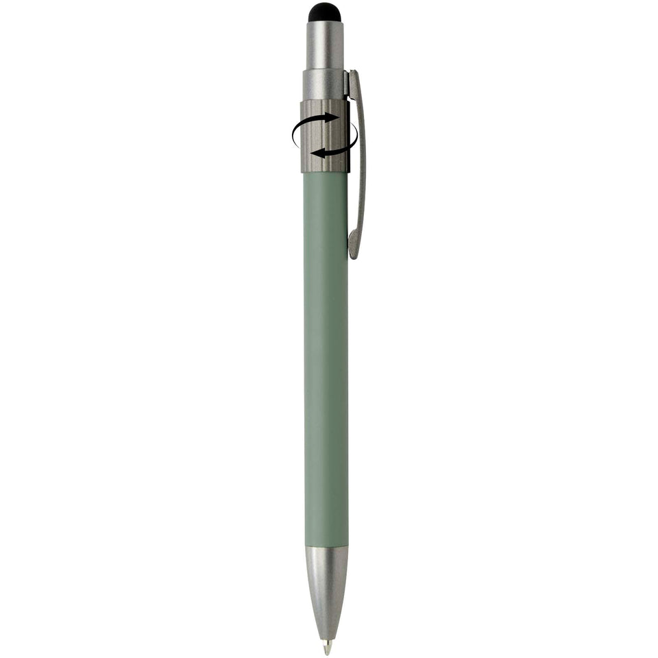 Penna a sfera in materiale riciclato certificato RCS con stilo e rotella antistress (inchiostro blu) Rill personalizzato con logo - Pubblienne