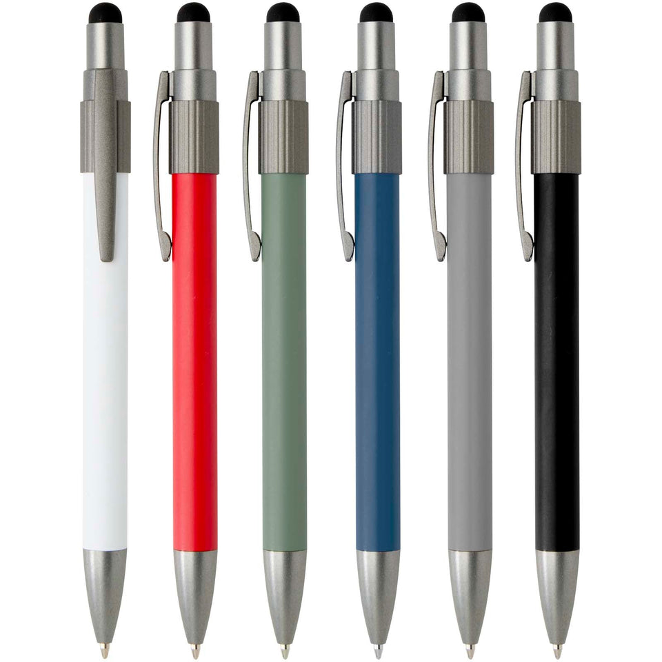Penna a sfera in materiale riciclato certificato RCS con stilo e rotella antistress (inchiostro blu) Rill personalizzato con logo - Pubblienne