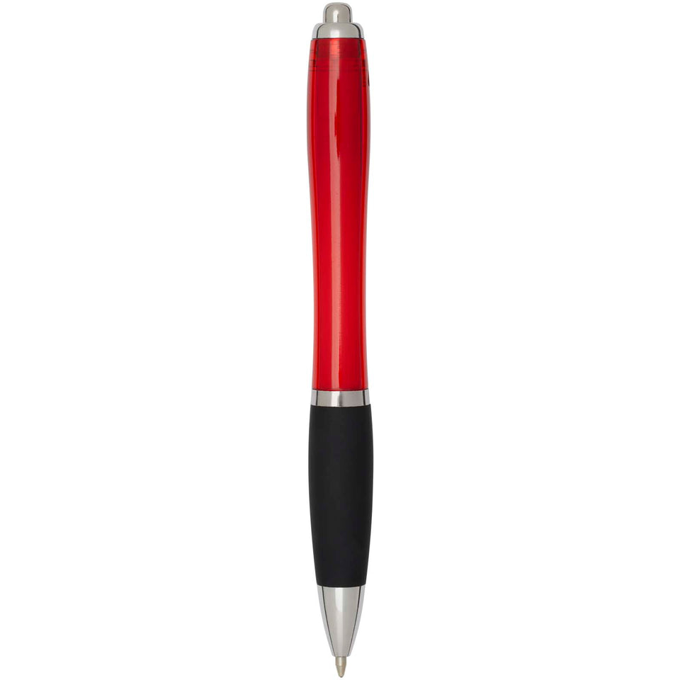 Penna a sfera in plastica riciclata certificata RCS con fusto colorato e impugnatura di colore nero (inchiostro nero) Nash personalizzato con logo - Pubblienne