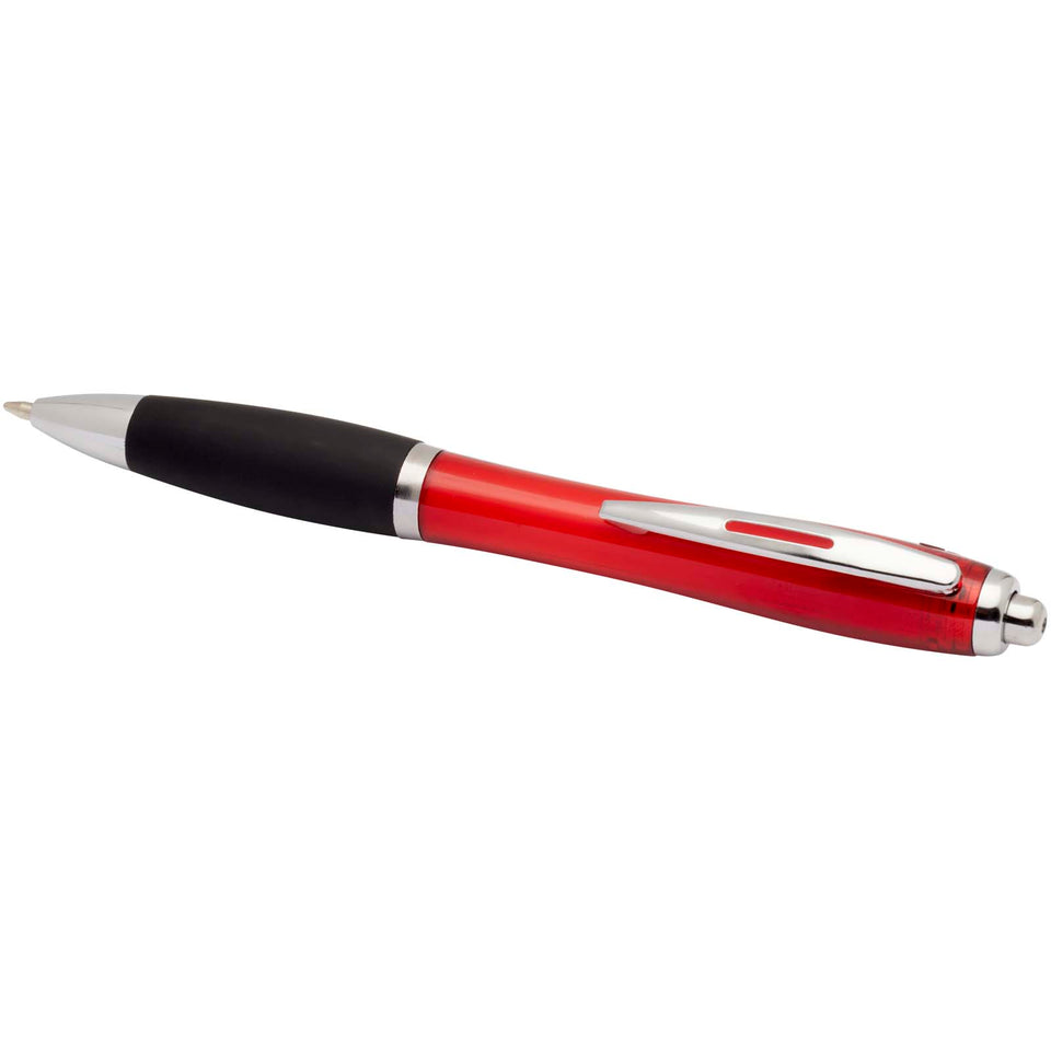 Penna a sfera in plastica riciclata certificata RCS con fusto colorato e impugnatura di colore nero (inchiostro nero) Nash personalizzato con logo - Pubblienne