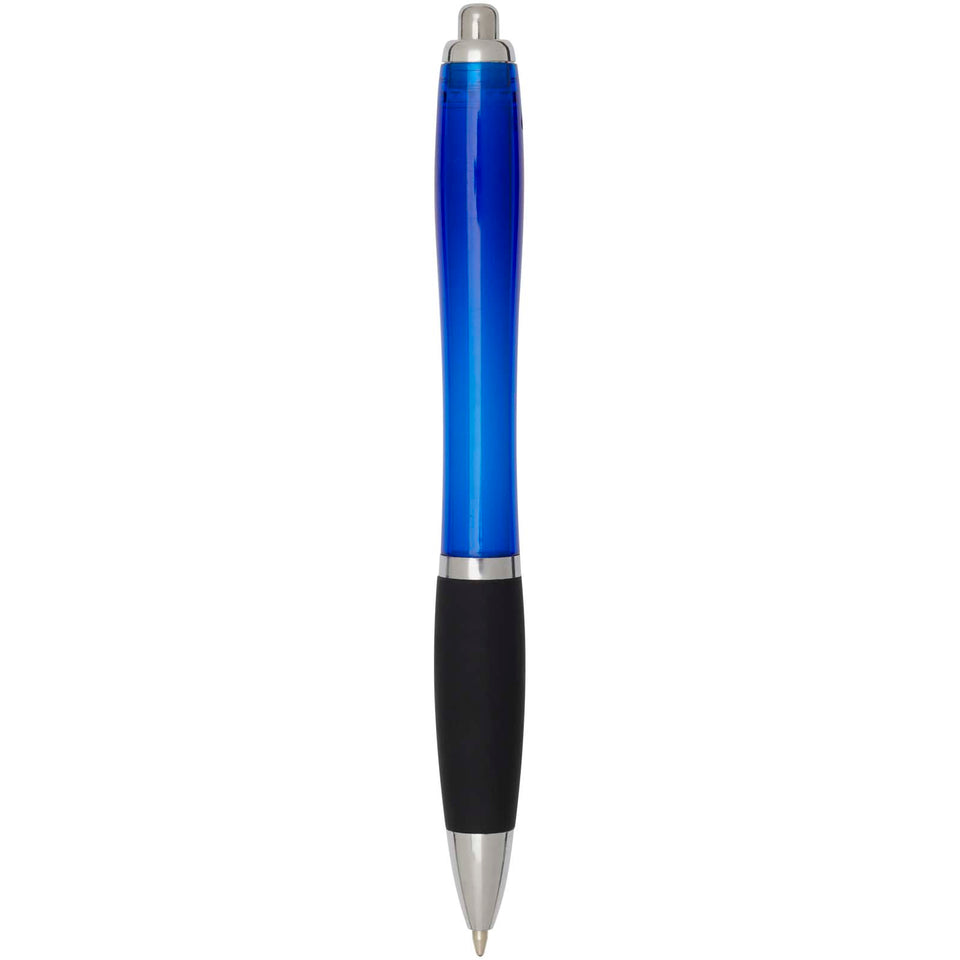 Penna a sfera in plastica riciclata certificata RCS con fusto colorato e impugnatura di colore nero (inchiostro nero) Nash personalizzato con logo - Pubblienne