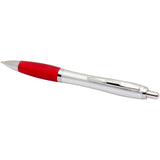 Penna a sfera in plastica riciclata certificata RCS con fusto argentato e impugnatura colorata (inchiostro nero) Nash personalizzato con logo - Pubblienne