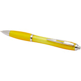 Penna a sfera in plastica riciclata certificata RCS con fusto e impugnatura colorati (inchiostro blu) Nash personalizzato con logo - Pubblienne