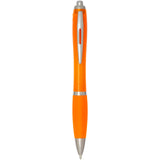 Penna a sfera in plastica riciclata certificata RCS con fusto e impugnatura colorati (inchiostro blu) Nash personalizzato con logo - Pubblienne