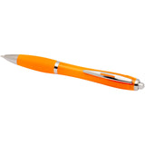 Penna a sfera in plastica riciclata certificata RCS con fusto e impugnatura colorati (inchiostro blu) Nash personalizzato con logo - Pubblienne