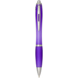 Penna a sfera in plastica riciclata certificata RCS con fusto e impugnatura colorati (inchiostro blu) Nash personalizzato con logo - Pubblienne
