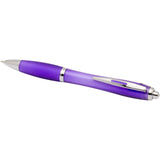 Penna a sfera in plastica riciclata certificata RCS con fusto e impugnatura colorati (inchiostro blu) Nash personalizzato con logo - Pubblienne