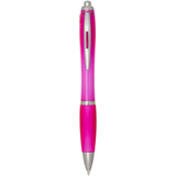 Penna a sfera in plastica riciclata certificata RCS con fusto e impugnatura colorati (inchiostro blu) Nash personalizzato con logo - Pubblienne
