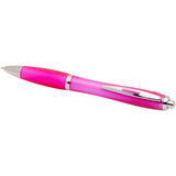 Penna a sfera in plastica riciclata certificata RCS con fusto e impugnatura colorati (inchiostro blu) Nash personalizzato con logo - Pubblienne