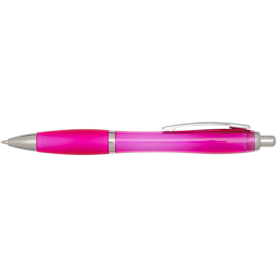 Penna a sfera in plastica riciclata certificata RCS con fusto e impugnatura colorati (inchiostro blu) Nash personalizzato con logo - Pubblienne
