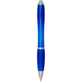 Penna a sfera in plastica riciclata certificata RCS con fusto e impugnatura colorati (inchiostro blu) Nash personalizzato con logo - Pubblienne