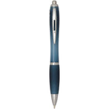 Penna a sfera in plastica riciclata certificata RCS con fusto e impugnatura colorati (inchiostro blu) Nash personalizzato con logo - Pubblienne