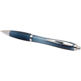 Penna a sfera in plastica riciclata certificata RCS con fusto e impugnatura colorati (inchiostro blu) Nash personalizzato con logo - Pubblienne