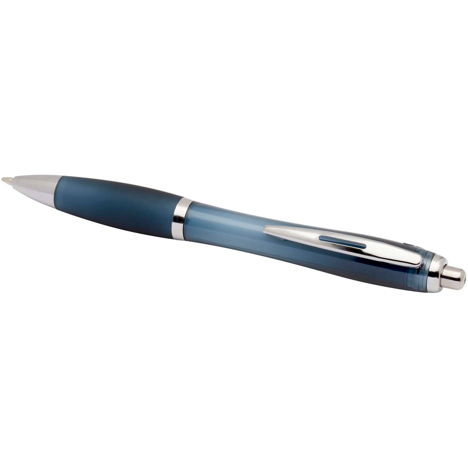 Penna a sfera in plastica riciclata certificata RCS con fusto e impugnatura colorati (inchiostro blu) Nash personalizzato con logo - Pubblienne