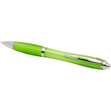 Penna a sfera in plastica riciclata certificata RCS con fusto e impugnatura colorati (inchiostro blu) Nash personalizzato con logo - Pubblienne