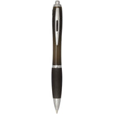 Penna a sfera in plastica riciclata certificata RCS con fusto e impugnatura colorati (inchiostro blu) Nash personalizzato con logo - Pubblienne