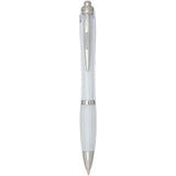 Penna a sfera in plastica riciclata certificata RCS con fusto e impugnatura colorati (inchiostro nero) Nash personalizzato con logo - Pubblienne