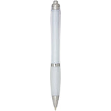 Penna a sfera in plastica riciclata certificata RCS con fusto e impugnatura colorati (inchiostro nero) Nash personalizzato con logo - Pubblienne