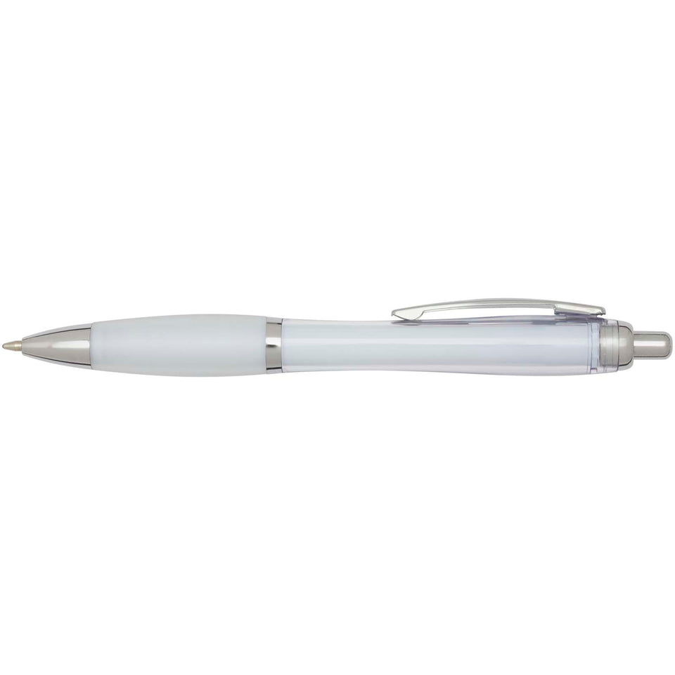 Penna a sfera in plastica riciclata certificata RCS con fusto e impugnatura colorati (inchiostro nero) Nash personalizzato con logo - Pubblienne