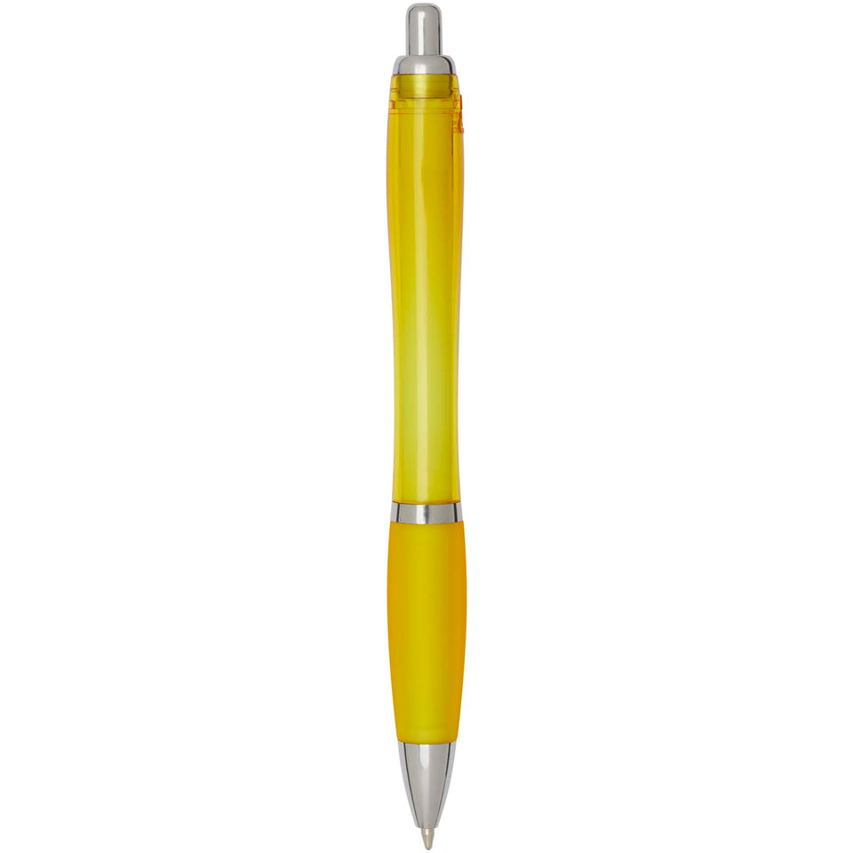 Penna a sfera in plastica riciclata certificata RCS con fusto e impugnatura colorati (inchiostro nero) Nash personalizzato con logo - Pubblienne