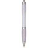 Penna a sfera in plastica riciclata certificata RCS con fusto e impugnatura colorati (inchiostro nero) Nash personalizzato con logo - Pubblienne