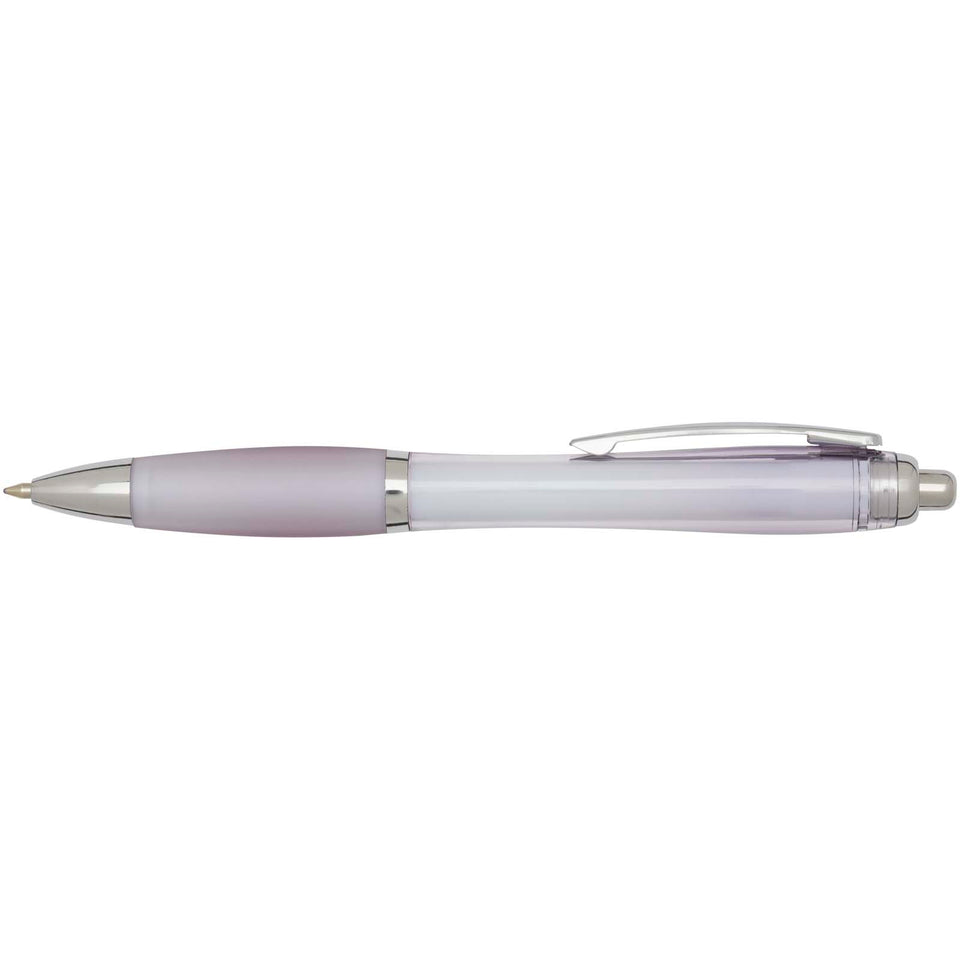 Penna a sfera in plastica riciclata certificata RCS con fusto e impugnatura colorati (inchiostro nero) Nash personalizzato con logo - Pubblienne