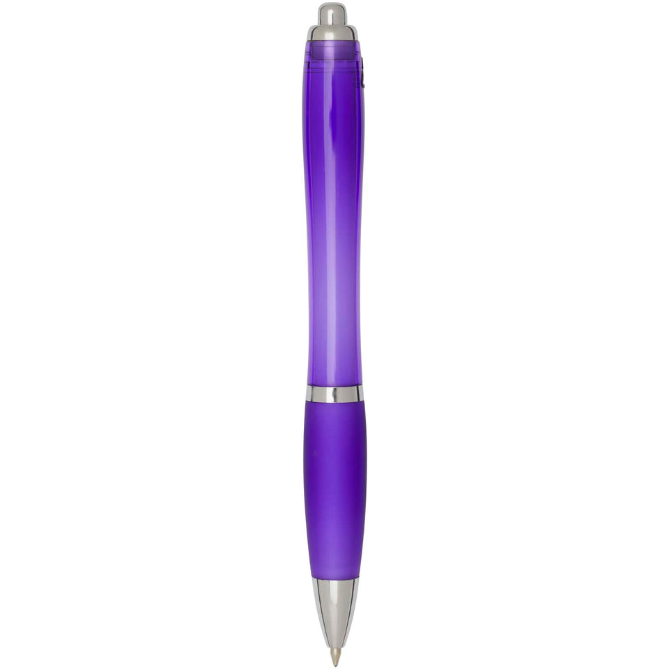 Penna a sfera in plastica riciclata certificata RCS con fusto e impugnatura colorati (inchiostro nero) Nash personalizzato con logo - Pubblienne