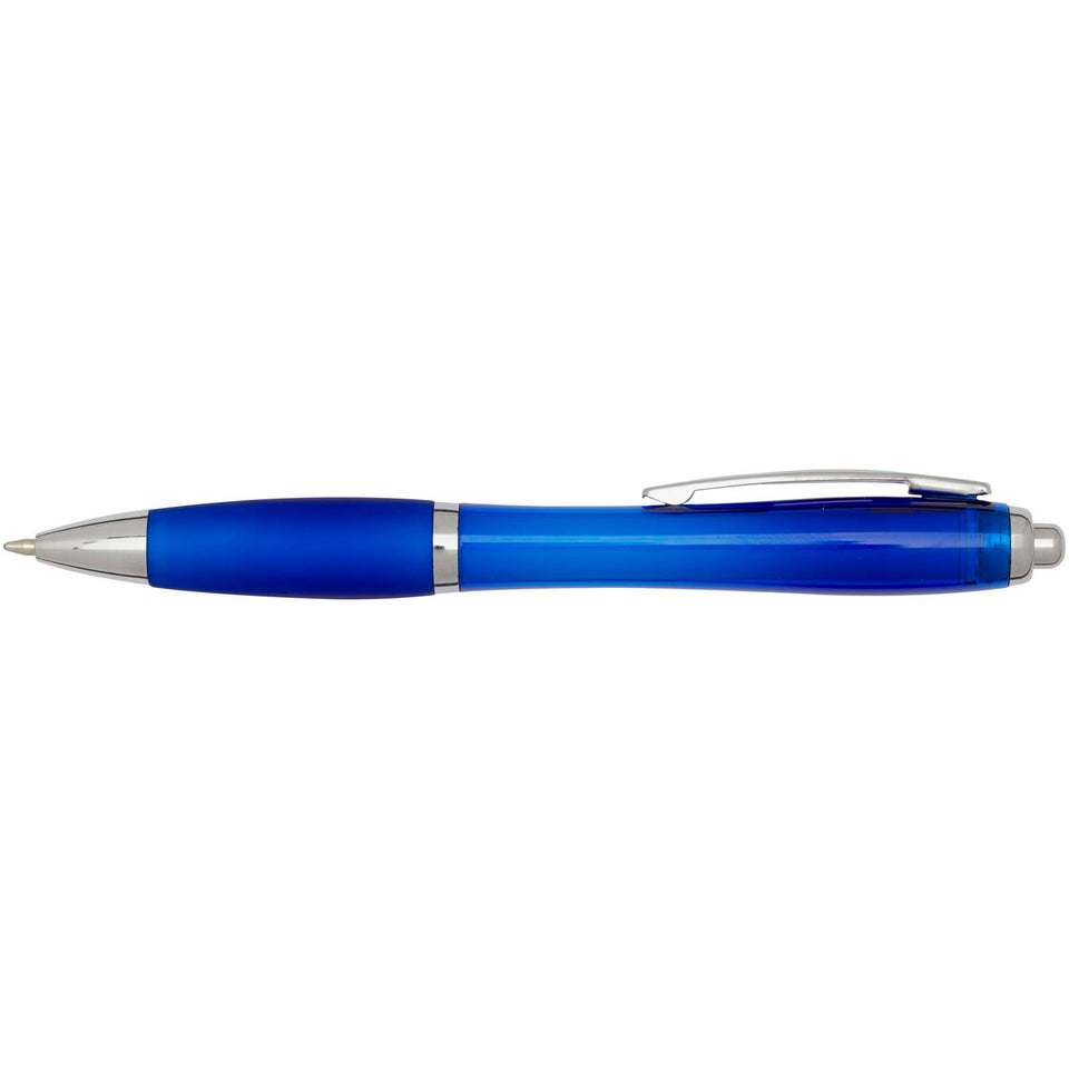 Penna a sfera in plastica riciclata certificata RCS con fusto e impugnatura colorati (inchiostro nero) Nash personalizzato con logo - Pubblienne