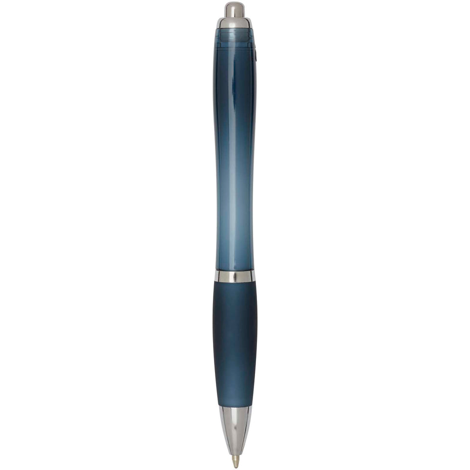Penna a sfera in plastica riciclata certificata RCS con fusto e impugnatura colorati (inchiostro nero) Nash personalizzato con logo - Pubblienne