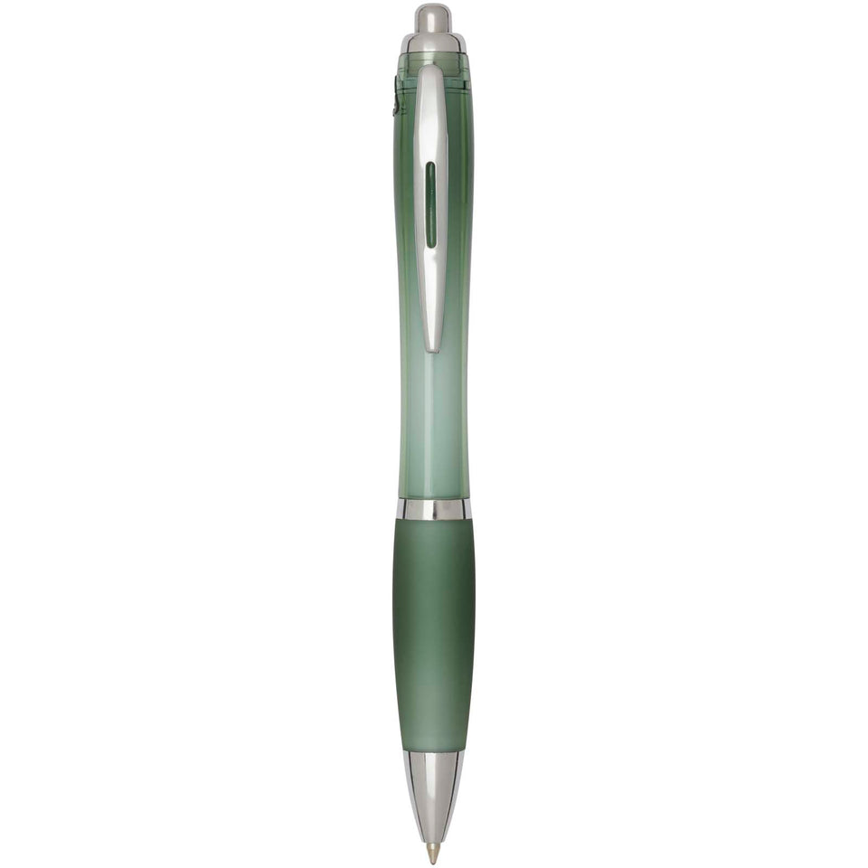 Penna a sfera in plastica riciclata certificata RCS con fusto e impugnatura colorati (inchiostro nero) Nash personalizzato con logo - Pubblienne
