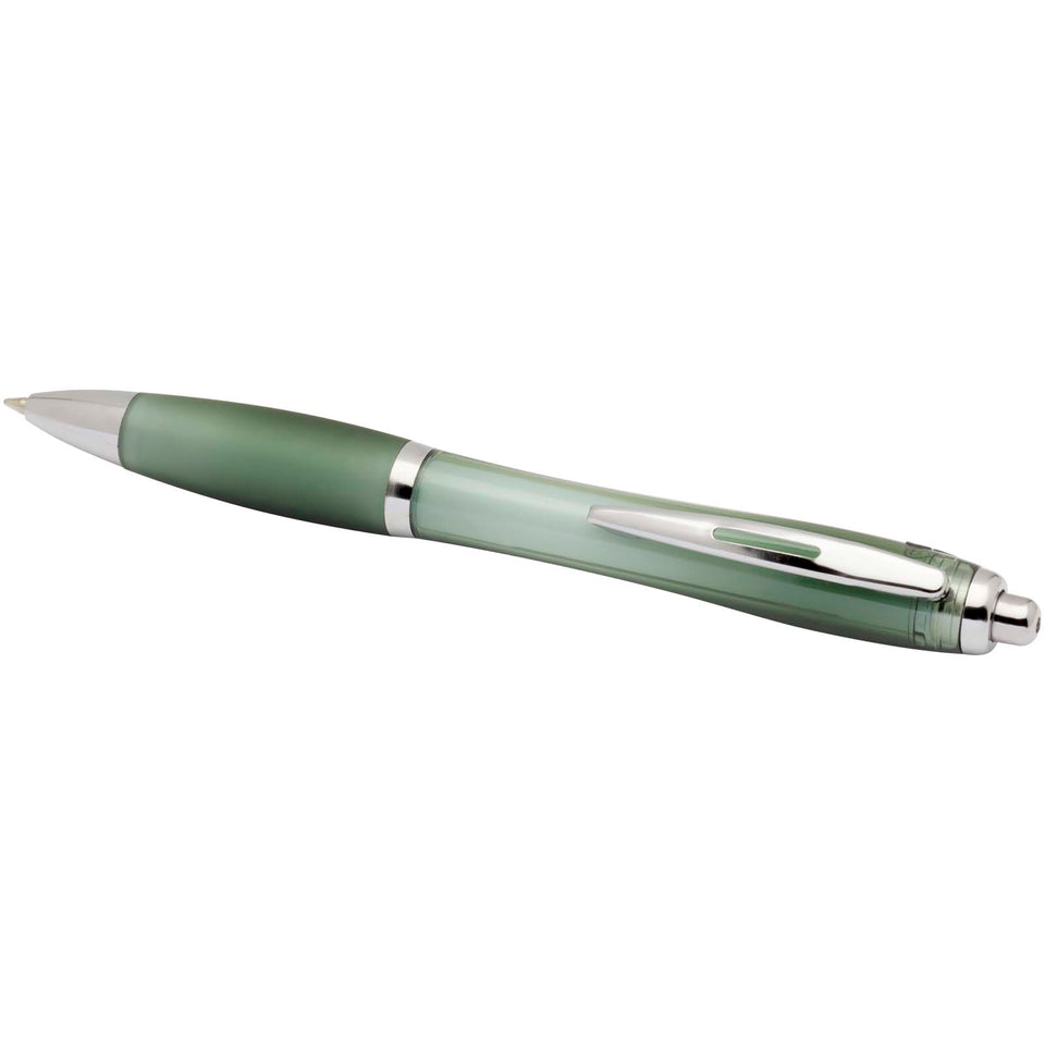 Penna a sfera in plastica riciclata certificata RCS con fusto e impugnatura colorati (inchiostro nero) Nash personalizzato con logo - Pubblienne