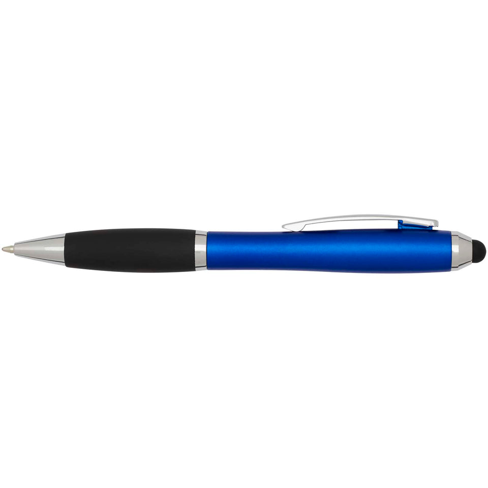 Penna a sfera con pennino in plastica riciclata RCS con fusto colorato e impugnatura di colore nero (inchiostro nero) Nash personalizzato con logo - Pubblienne