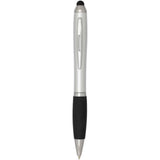 Penna a sfera con pennino in plastica riciclata RCS con fusto colorato e impugnatura di colore nero (inchiostro nero) Nash personalizzato con logo - Pubblienne