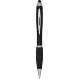 Penna a sfera con pennino in plastica riciclata RCS con fusto colorato e impugnatura di colore nero (inchiostro nero) Nash personalizzato con logo - Pubblienne
