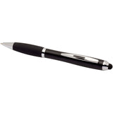 Penna a sfera con pennino in plastica riciclata RCS con fusto colorato e impugnatura di colore nero (inchiostro nero) Nash personalizzato con logo - Pubblienne