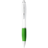 Penna a sfera con fusto bianco e impugnatura colorata Nash (inchiostro blu) personalizzato con logo - Pubblienne