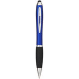 Penna a sfera colorata con stylus e impugnatura nera Nash (inchiostro blu) personalizzato con logo - Pubblienne