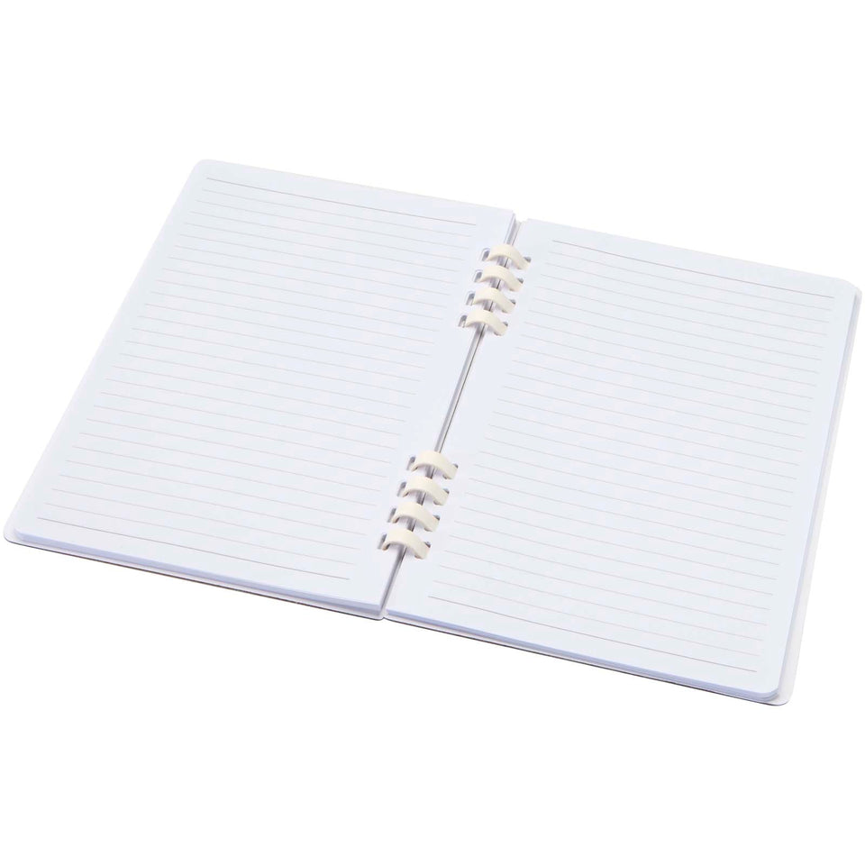 Blocco note a spirale formato A5 con copertina rigida in materiale riciclato certificato RCS Fil personalizzato con logo - Pubblienne