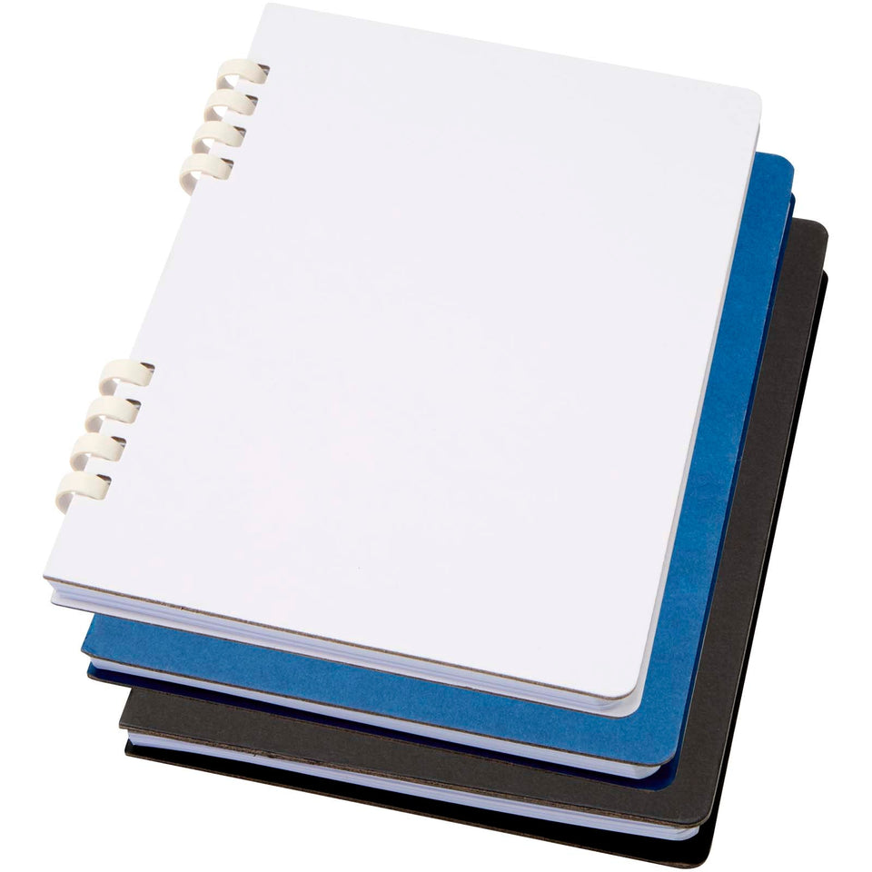 Blocco note a spirale formato A5 con copertina rigida in materiale riciclato certificato RCS Fil personalizzato con logo - Pubblienne