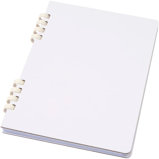 Blocco note a spirale formato A5 con copertina rigida in materiale riciclato certificato RCS Fil personalizzato con logo - Pubblienne