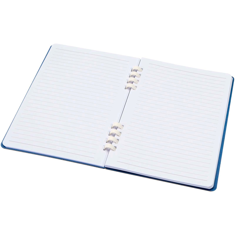 Blocco note a spirale formato A5 con copertina rigida in materiale riciclato certificato RCS Fil personalizzato con logo - Pubblienne